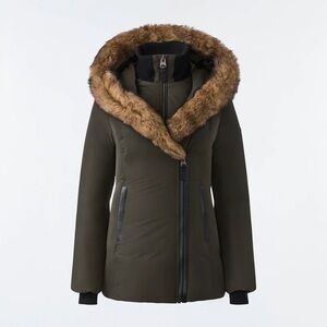 Mackage ADALI-SH Down coat with sheepskin Signature Mackage Collar Army Green